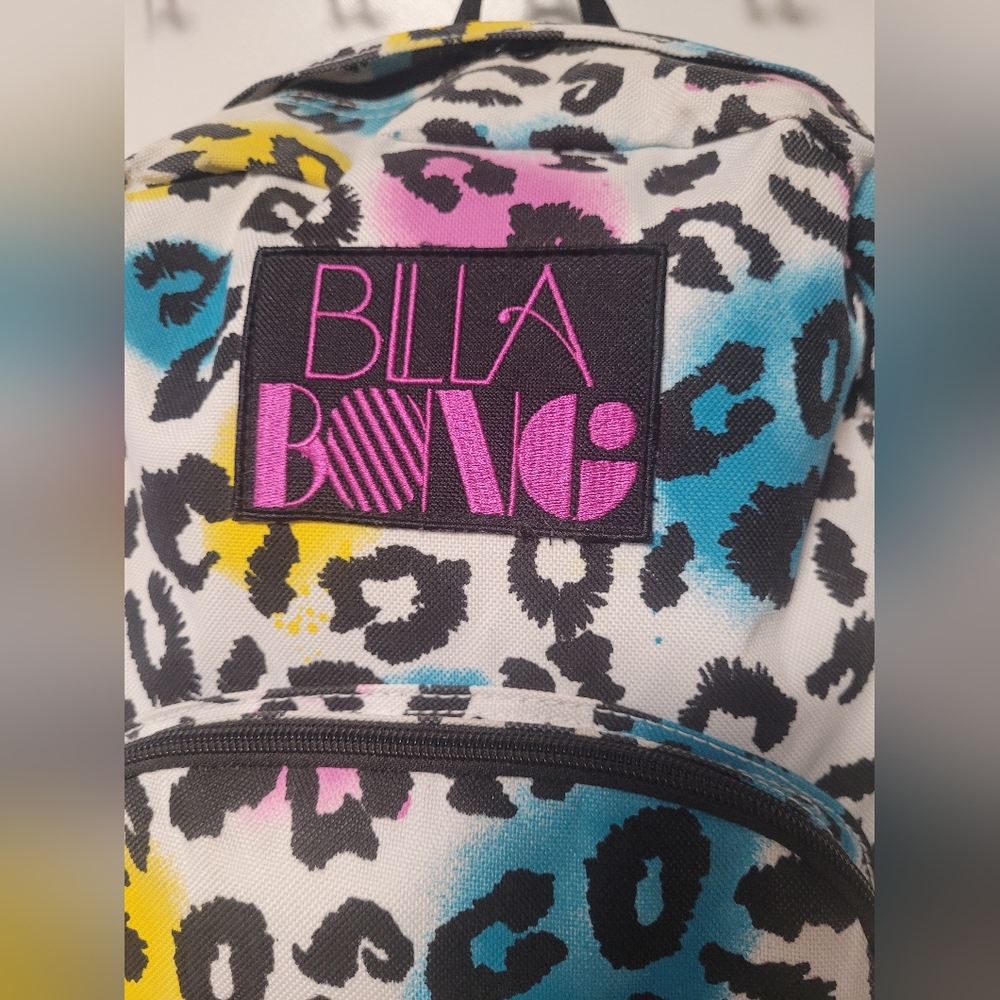 Billabong Leopard Print Backpack, Pink, Blue, Yellow, Canvas, Colorful - Picture 13 of 13